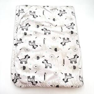 Just Born Plush Zebra Lion Baby Blanket Security Black Gray Tan White 30x40